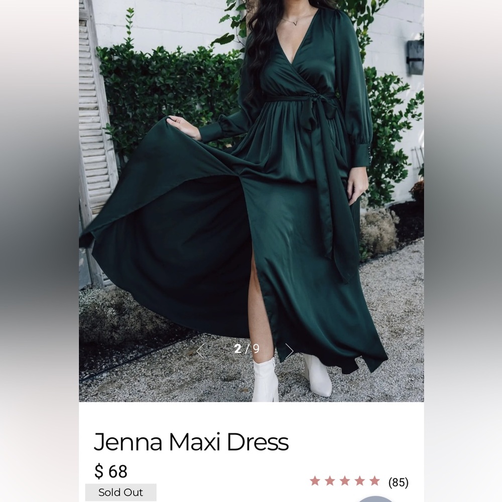 Green silk maxi dress